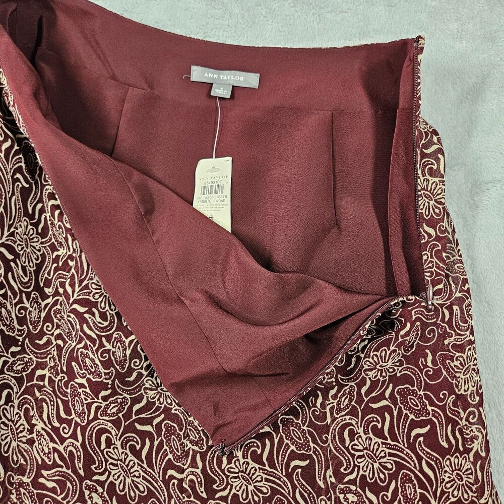 Ann Taylor Silk Skirt Set Womens Size 8 Top & 4‎ Skirt Sleeveless Wine Career - Picture 15 of 16